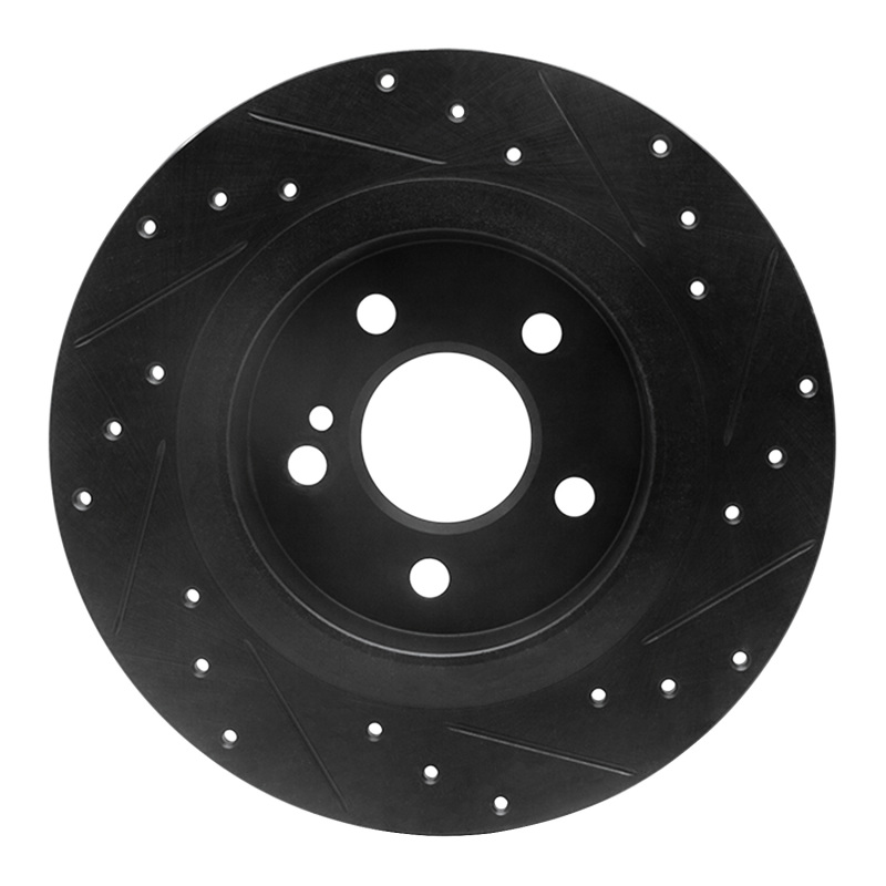 Mercedes-Benz SLC300 Brake Rotor (1) - Rear Left - R1 Concepts - Drilled & Slotted - Black - `12-`20